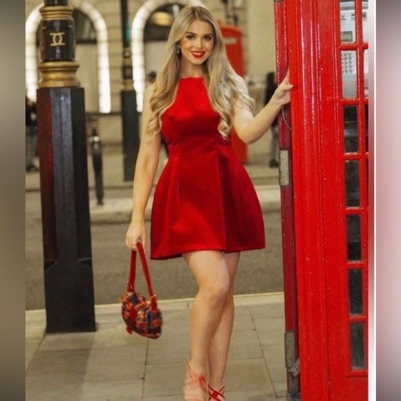 Zara Dresses & Skirts - Zara red velvet voluminous mini sleeveless dress